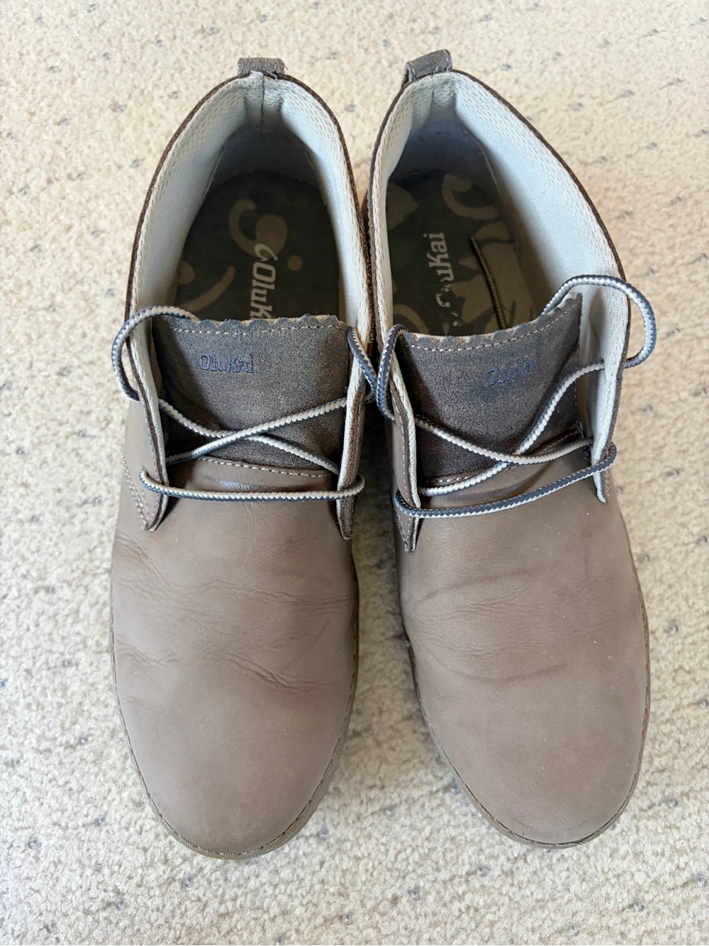 OluKai Papaku Ili Men Waterproof Leather Chukka Boots Size 11 EU 44.5 Tan